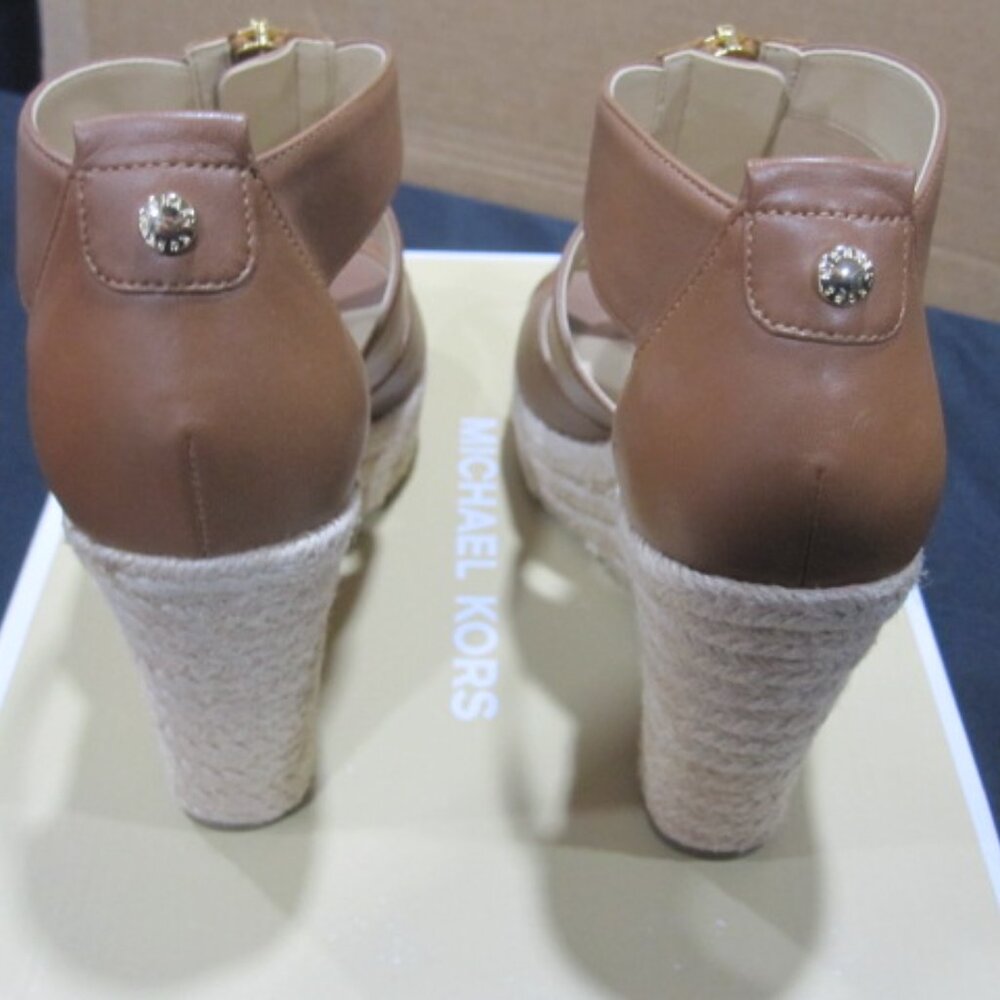 Michael Kors Damita Leather Luggage Wedge Platform - Used Twice - Size 7M - Picture 5 of 9